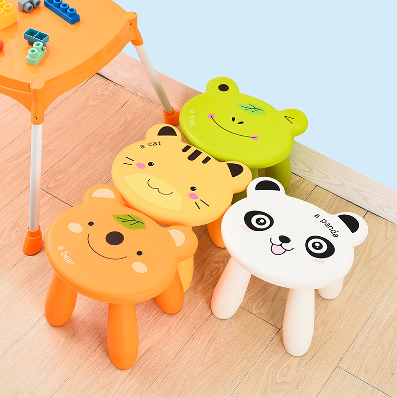 Thickened Children Stools Cartoon Small Benches Home Plastic Short Stool Baby Eating Small Bench Sitting Dining Chair Mesh Red Animal