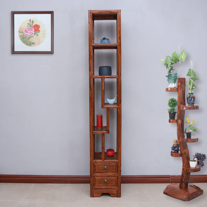 Rosewood-Colored Multi-Purpose Shelf, Double-Sided Display Cabinet, Solid Walnut-Colored Partition Cabinet, Wine Cabinet, Living Room Ebony-Colored Entryway Cabinet