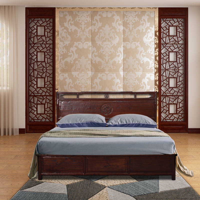 1 8m double bed home solid wood bed log bed bedroom Chinese furniture factory direct sales