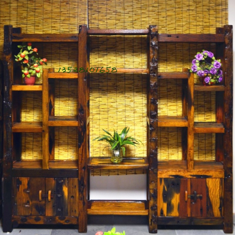 The old ship Mubou ancient shelf Multi-Bag the ancient nostalgic old furniture show log furniture manufacturers direct sales