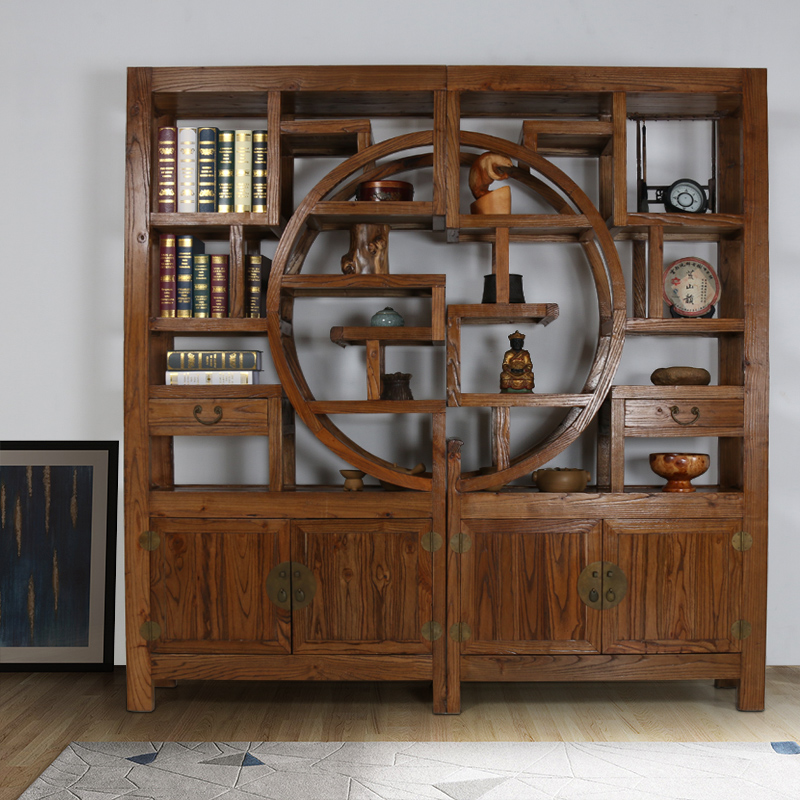 Chinese Solid Wood Bou Ancient Shelf Bookshelf Partition Screen Background Wall Hotel Hall Fashion Log Furniture Manufacturer
