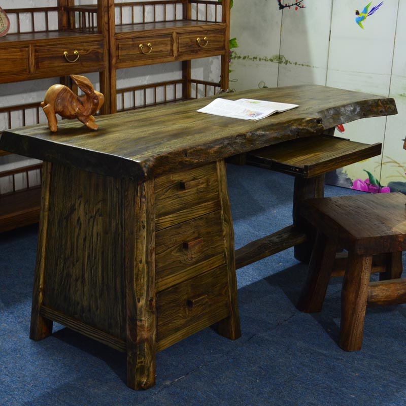 Solid Wood Whole Board Tea Table Desk Desk Office Desk Replica Antique Color Eco Log Furniture Manufacturer Real Pin