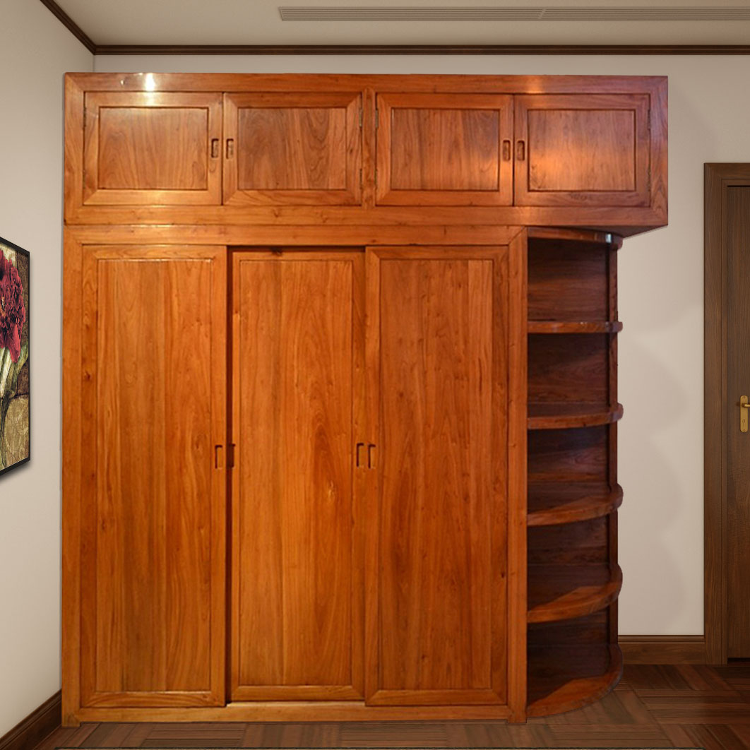 Manufacturer direct incense Zhangmu modern Chinese three-door overall wardrobe pure solid wood mildew-proof tide worms add up cabinet