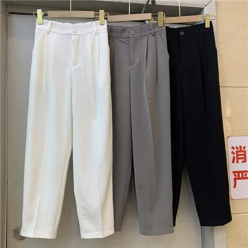 REDLIP red lip 22009 tightness waist display slim fit Western dress pants woman spring high waist straight cylinder 90% casual pants