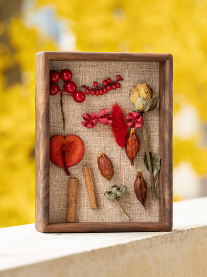 Solid Wood Hollow Three-Dimensional Photo Frame Display Stand Empty Frame Shell Dried Flower Specimen DIY Medal Badge Storage Display Frame