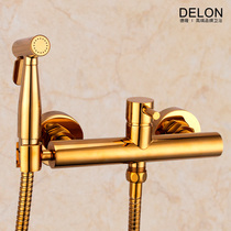 All-copper hot and cold womens wash toilet Titanium supercharged toilet nozzle ass washer flusher faucet set