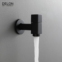 Household square all copper washing machine faucet Balcony brushed gold mop pool faucet Quick open single cold faucet black