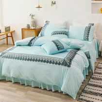 Crystal velvet four-piece padded bed skirt European Falai velvet Coral velvet Autumn and winter bedding velvet duvet cover can be customized