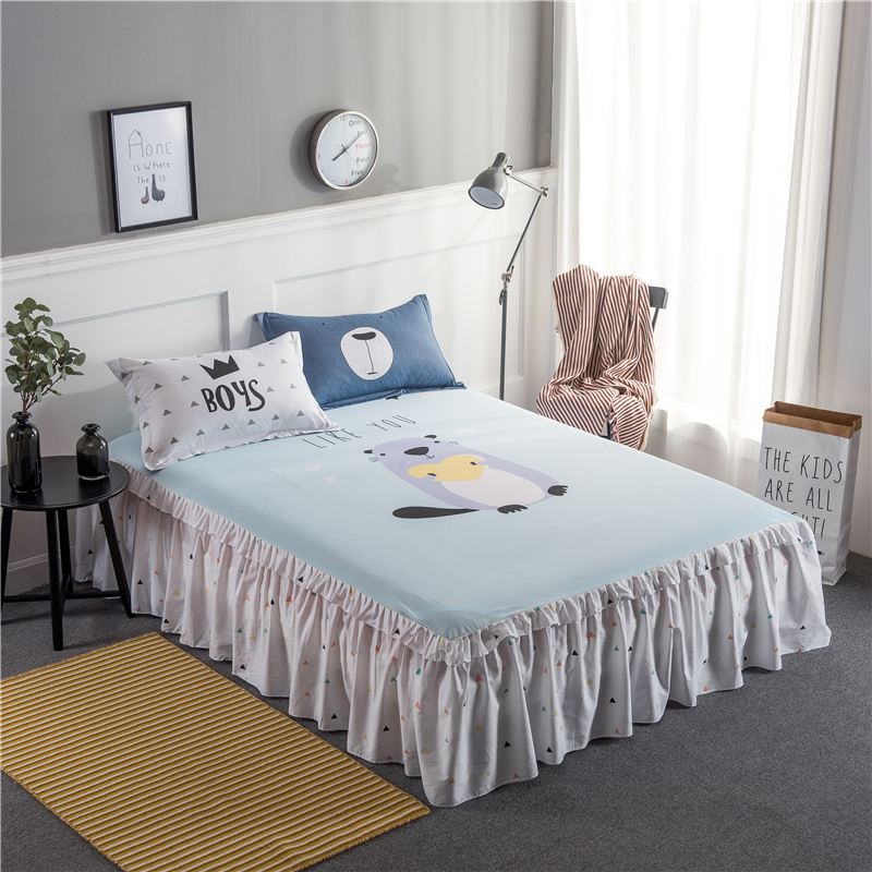 giường bằng vải bông váy ba mảnh bông Hàn Quốc phiên bản của phi trượt lớn bedspread 1,5 / 1,8 m bảo vệ tay áo flouncing - Váy Petti ga giường viền họa tiết