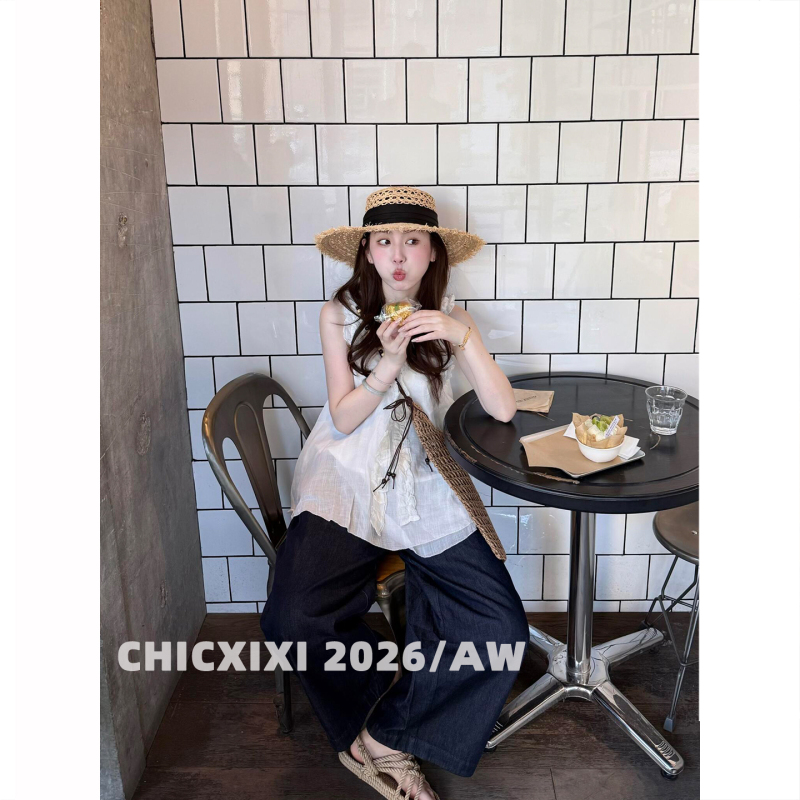 Chicxixi 2026/Aw Airy French-Style Ruffled Sleeveless Top for Women, Purple Slimming Camisole Chicxixi 2026/Aw Airy French-Style Ruffled Sleeveless Top for Women, Purple Slimming Camisole
