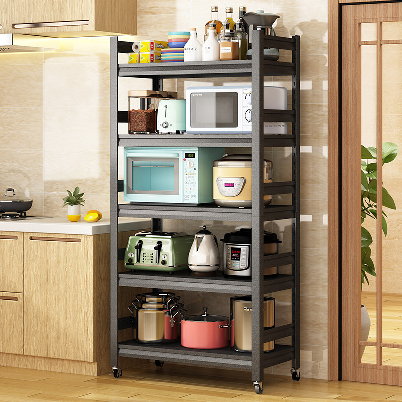Kitchen shelves Multi-level householdwares microwave oven pots and pans multifunctional floor-to-ceiling storage lockers