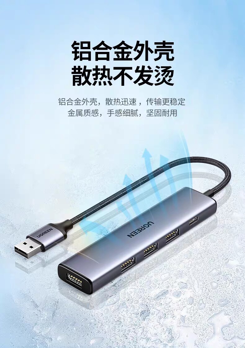 Ugreen綠聯CM473USBHUB4口集線器USB3.0金屬20805供電90880 15923|USB HUB/轉換器|ETMall東森購物網