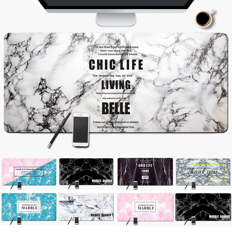 Nordic ins marble textured desk cushion slip rat cushion ultra large protective wrist thickened notebook computer keyboard pad