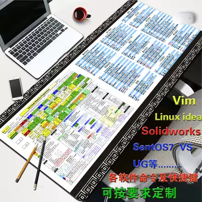 Extra large thick Linux SW UG vim idea command shortcut key mouse pad waterproof office table pad lock edge