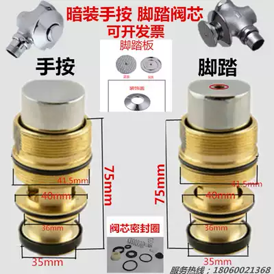 Copper foot squatting toilet flusher concealed 75 extended hand press Foot Flush Valve spool accessories sealing ring