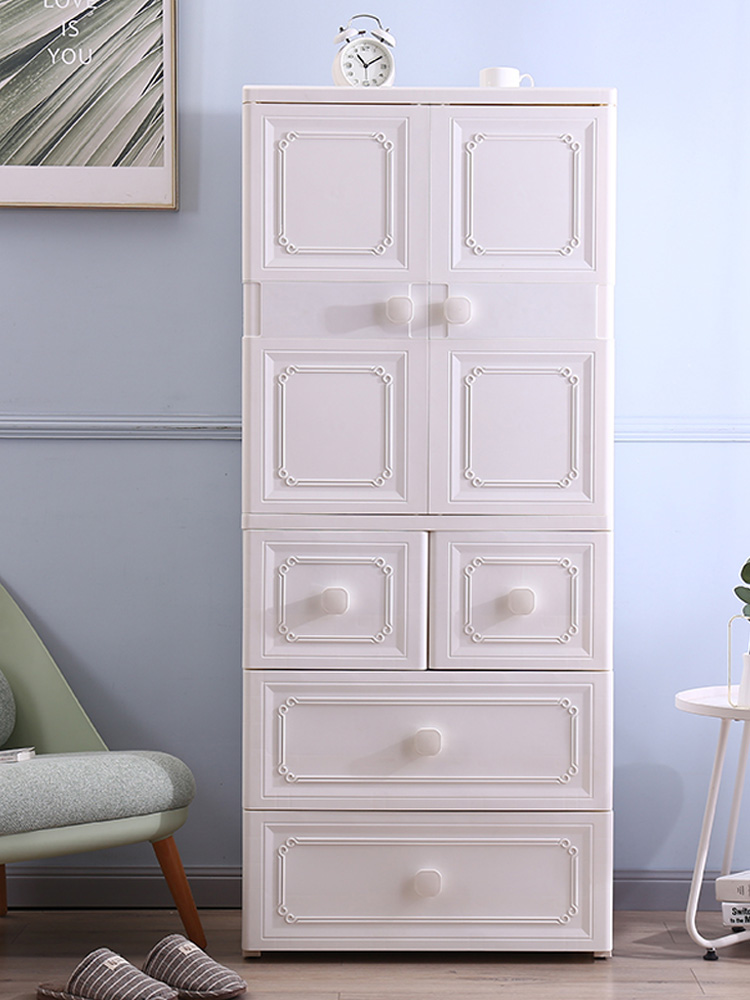 Double door storage cabinet Large capacity king-size thickened baby simple wardrobe Plastic wardrobe reinforced for adults