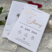 Tissue paper invitation printing card production Letterpress wedding invitation handmade embossed wedding paper customization simple