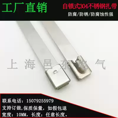 10mm wide any length steel ball self-locking 304 stainless steel cable tie cable tie 100 strip