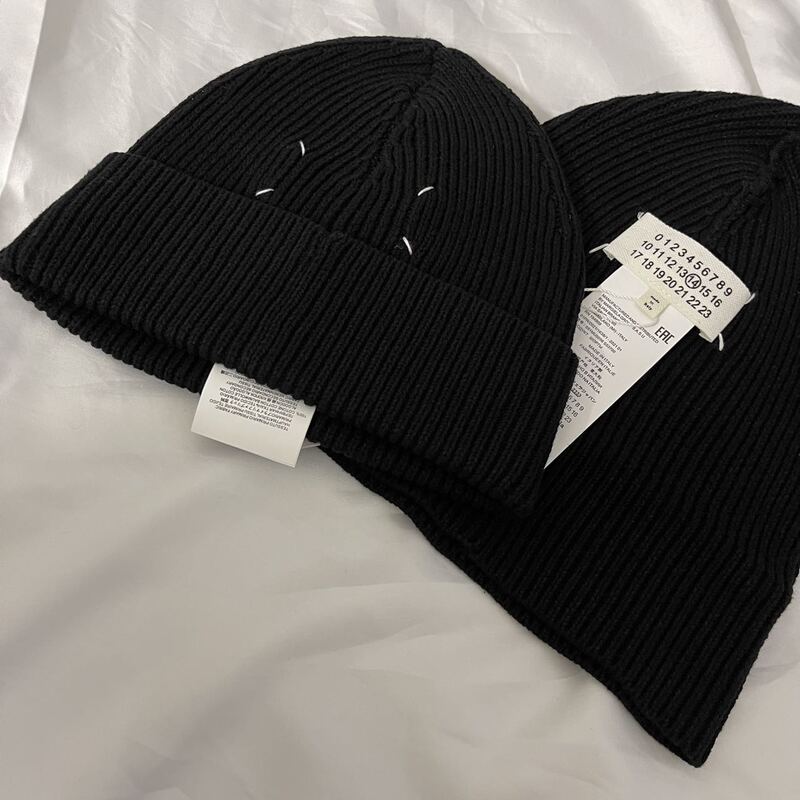 Margie14 Style Black Knitted Wool Hat Classic Four-Needle Stitching Warm Cold Weather Hat Unisex Solid Color Hat Margie14 Style Black Knitted Wool Hat Classic Four-Needle Stitching Warm Cold Weather Hat Unisex Solid Color Hat