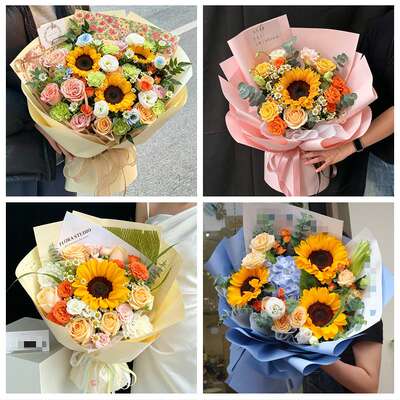 Send a bouquet of sunflowers and roses for the coming-of-age ceremony and college entrance examination to the same-city fresh flower store in Furong District, Tianxin District and Yuelu District of Changsha City