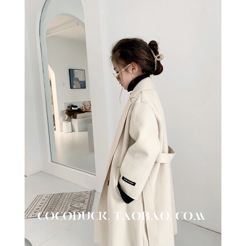 South Korea's high-end children's clothing 2021 autumn/winter new girls long double-sided cashmere coat foreign fashionable coat tide
