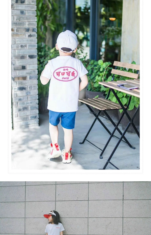 trong mùa hè nóng bức gia đình ba mẹ-con mặc quần áo trẻ em xu hướng Nhật Bản quần áo cotton ngắn tay áo thun mặc đi học mẫu giáo - Trang phục dành cho cha mẹ và con