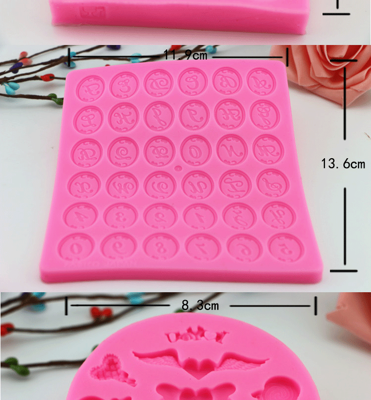 Bộ sưu tập khuôn silicon đất sét tráng miệng hoa vỏ váy macaron bánh dưới cùng chữ và số phụ kiện đất kem - Tự làm khuôn nướng khuôn kem