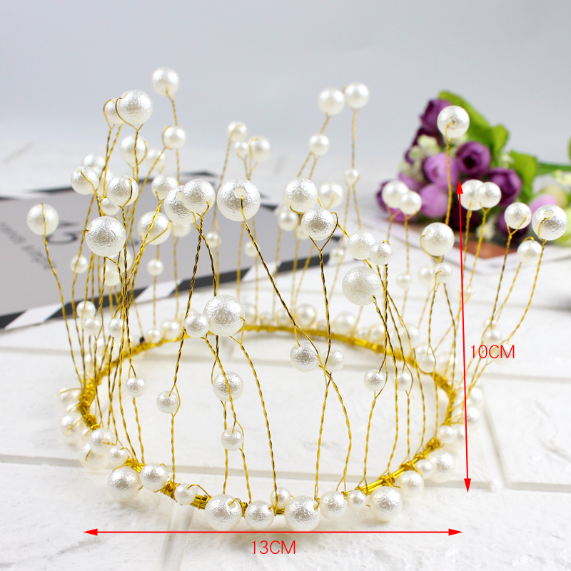 Pearl Crown Bánh trang trí Baking Net Red Theme Sinh nhật Trang trí tiệc tráng miệng Full Circle Baroque Crown - Trang trí nội thất trang trí ngày tết