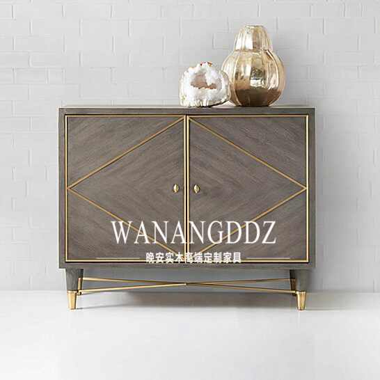 American solid wood chest of drawer neoclassical light luxury TV cabinet metal shoe cabinet entry cabinet gray dining cabinet decorative cabinet