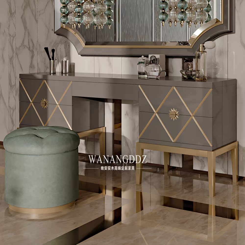 Simple light luxury solid wood dressing table American decorative cabinet dressing table neoclassical bedroom dressing cabinet designer