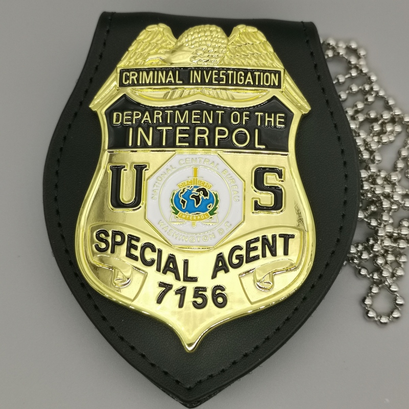 American Agent Department of Interpol Metal Badge in Stock Pure Copper Material American Agent Department of Interpol Metal Badge in Stock Pure Copper Material