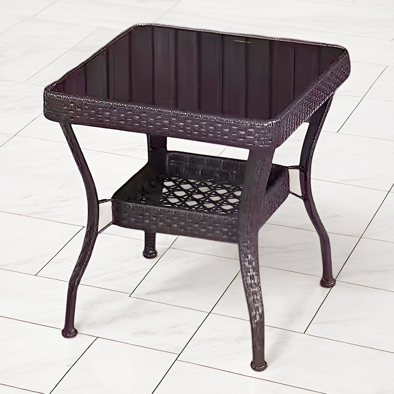 Balcony Small Square Tea Table, Rattan Woven Table, Leisure Side Table, Storage Tea Table