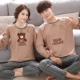 Mùa xuân và mùa thu cotton dài tay vài bộ đồ ngủ giản dị kích thước lớn nam ngọt ngào dễ thương người phụ nữ phục vụ nhà