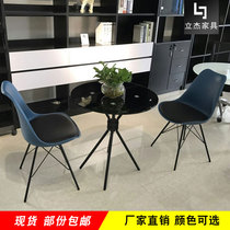 Negotiation table and chair combination modern minimalist office exhibition store store round tabletop package catering cold drink shop dining table and chairs