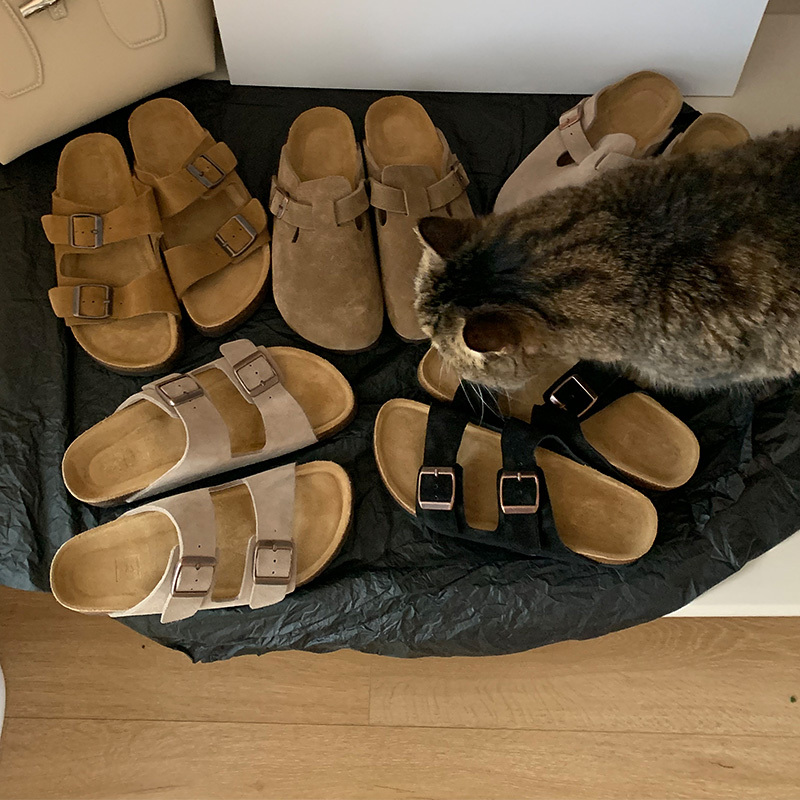 Birkenstock Slippers for Women, Summer Outdoor Wear, Birkenstock Sandals, Soft Sole, Flat Sole, Lazy Half-Slippers, Versatile