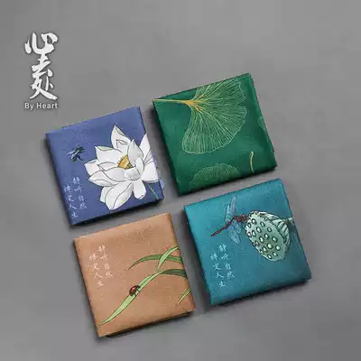 Heart to go to Zen hand-painted wind tea towel absorbent tea towel cloth tea towel pad small square tea table tea mat