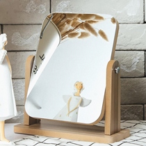 Internet celebrity high-definition mirror dormitory wooden cosmetic mirror rotatable desktop large student dressing 360 degrees