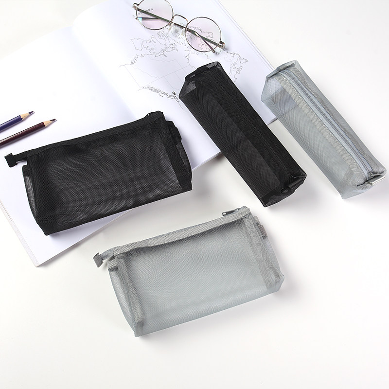 Unprinted simple style pencil case small fresh large capacity transparent pencil case student exam square pencil case