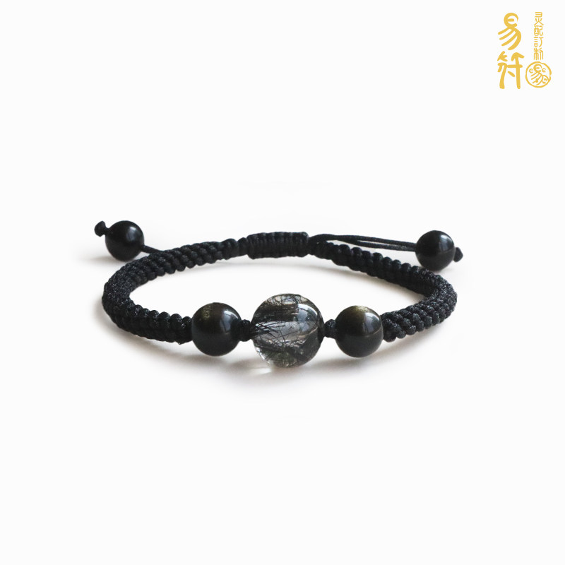 Easy character (dry Roof hand rope) natural black hair crystal black dazzling with hand choreography rope handmade string original design