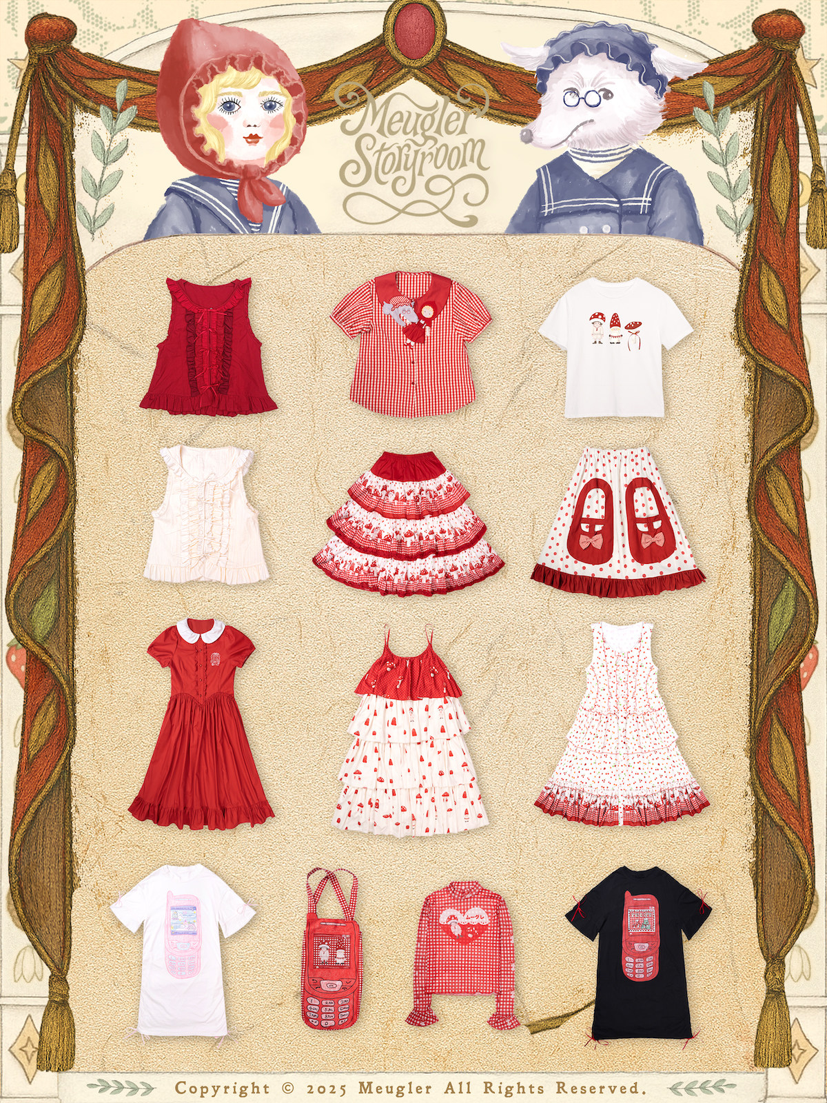 Wolf Grandmother Embroidered Dress & Red Yuanbao Collar - Taobao product photo 8