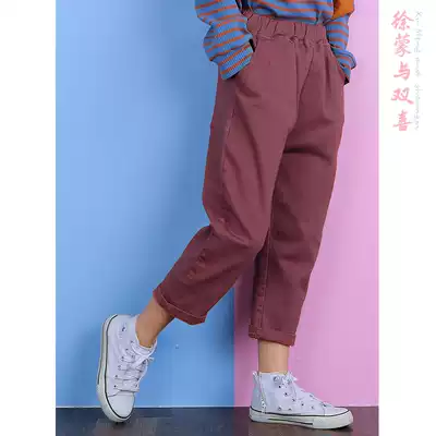 Girls Spring and Autumn Cotton Loose Joker Ro Bu pants in big children's clothing pants children's leisure Korean version of Chaoyang Pai Haren pants