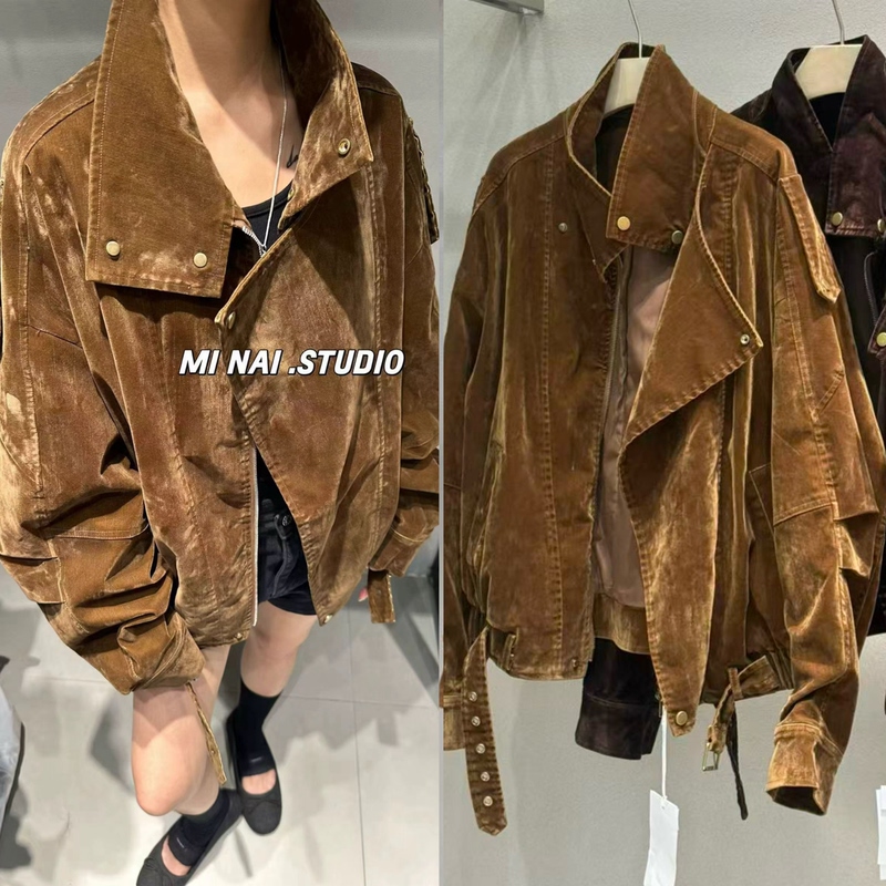 European Retro Lapel Velvet Denim Jacket for Women 2026 Spring and Autumn Loose Casual Fashion Versatile Jacket Top European Retro Lapel Velvet Denim Jacket for Women 2026 Spring and Autumn Loose Casual Fashion Versatile Jacket Top