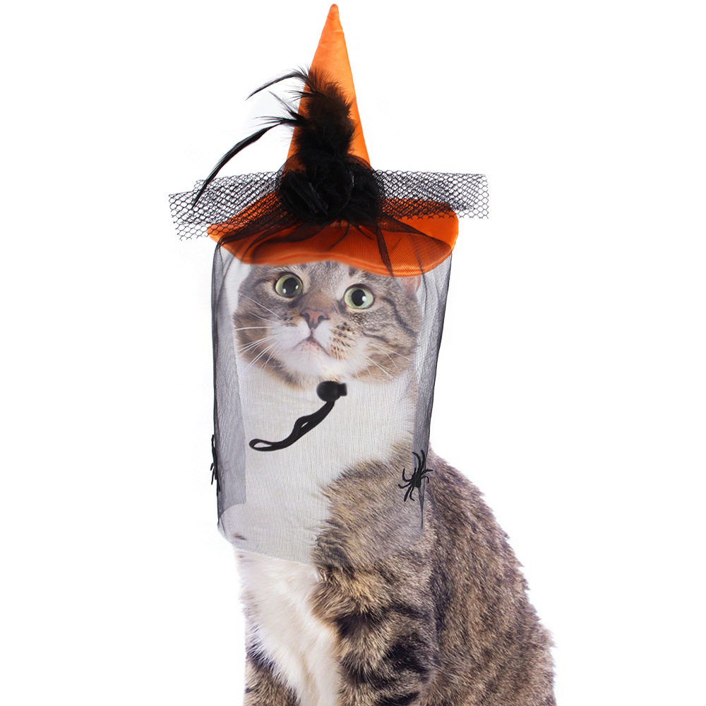 New Pet funny Headgear Dogcat Halloween Hat Black Gauze