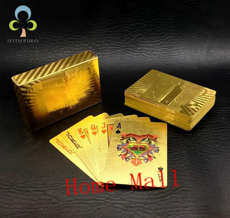 One Deck Gold Foil Poker Euros Style Plastic Poker Playing C