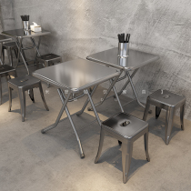 Vent industriel Barbecue Shop Night Snack Bar grandes lignes Stalls Iron Art Table And chaires Combined Han Style Small Eating Shop Restaurant Tin Chair Commerciale