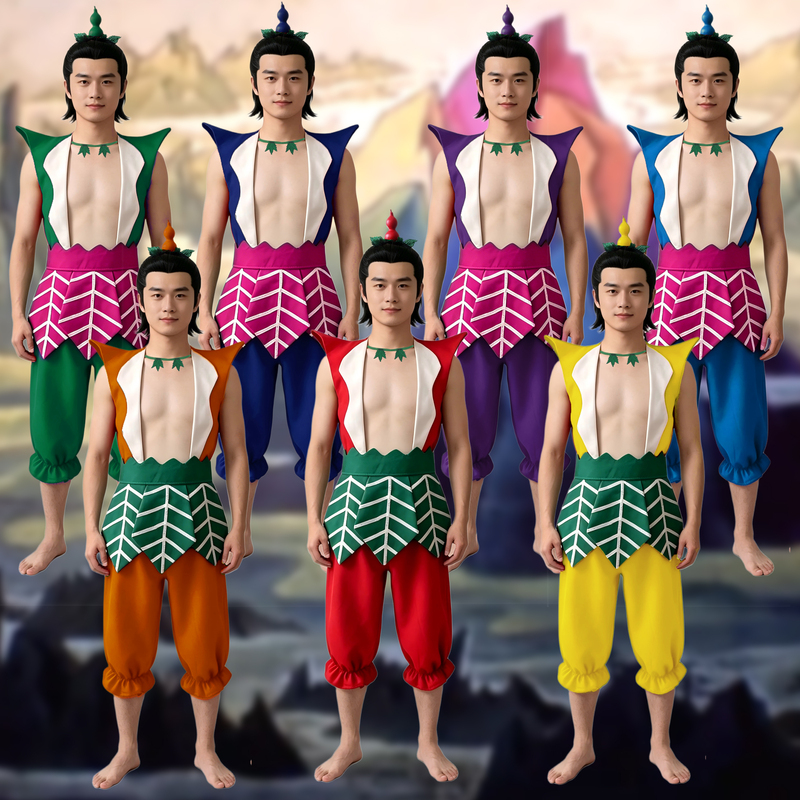 Gourd Boy Cos Costume Gourd Set Stage Performance Costume Parent-Child Activity Cosplay Classic Costume Wedding Costume