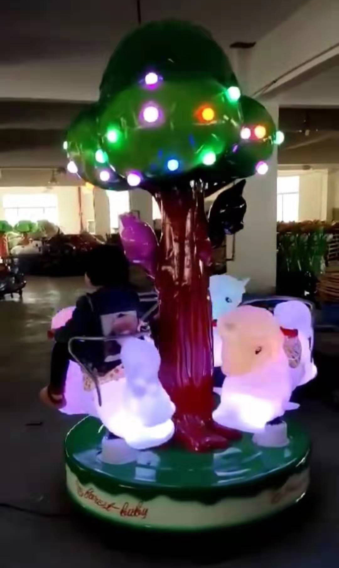 Manufacturer direct sale 3 people turn horse electric coin rotary Trojan horse rocking car sweeping code payment rocking machine pleasure equipment