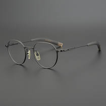Japanese hand - worn black and high texture full frame pure titanium ultra - light myopia glasses frame Okuhi retro - art couple