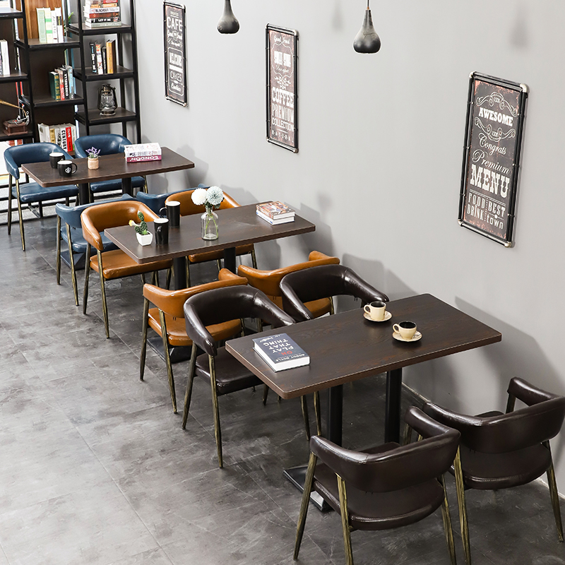 Café Milk Tea Shop Table And Chairs Casual Composition Catering Shop Café Retro Small Eating Shop Fast Food Burger Table And Chairs