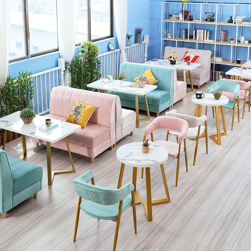 Milk tea shop card seat sofa table and chair combination net red dessert shop coffee shop custom card seat commercial home western restaurant